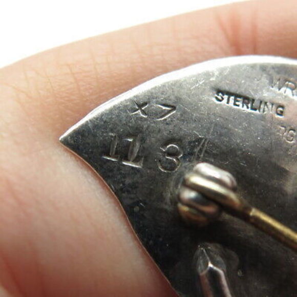 GEORG JENSEN 925 Sterling Silver Antique USA Floral Leaf Pin Brooch #113 - Picture 8 of 8